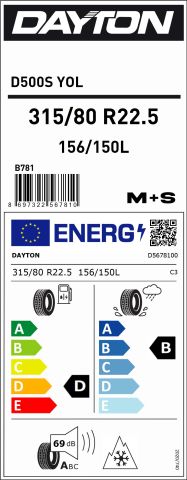 315/80R22.5 154L152M TL D500S YOL